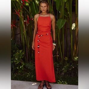 Seven Wonders Madelena Midi Dress NWT Red Orange XS